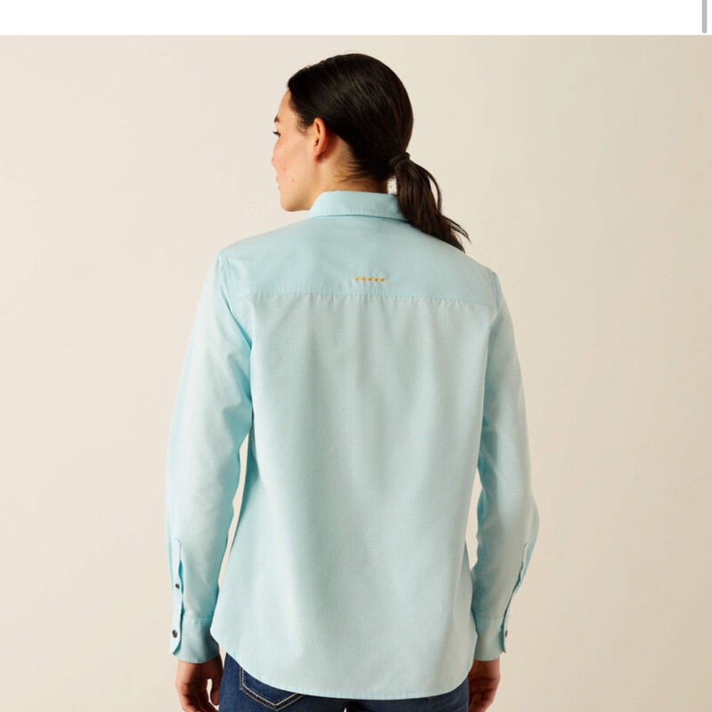 Ariat Women's Rebar Made Tough Venttek Workwear Button Down Shirt Teal Size XL - Picture 2 of 7